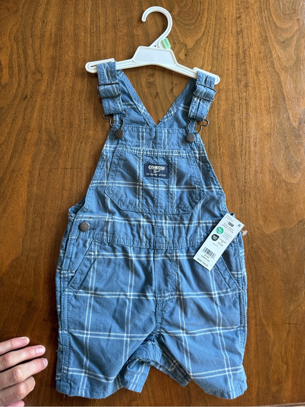 OshKosh B'gosh Light Blue Plaid Toddler Overalls- NWT